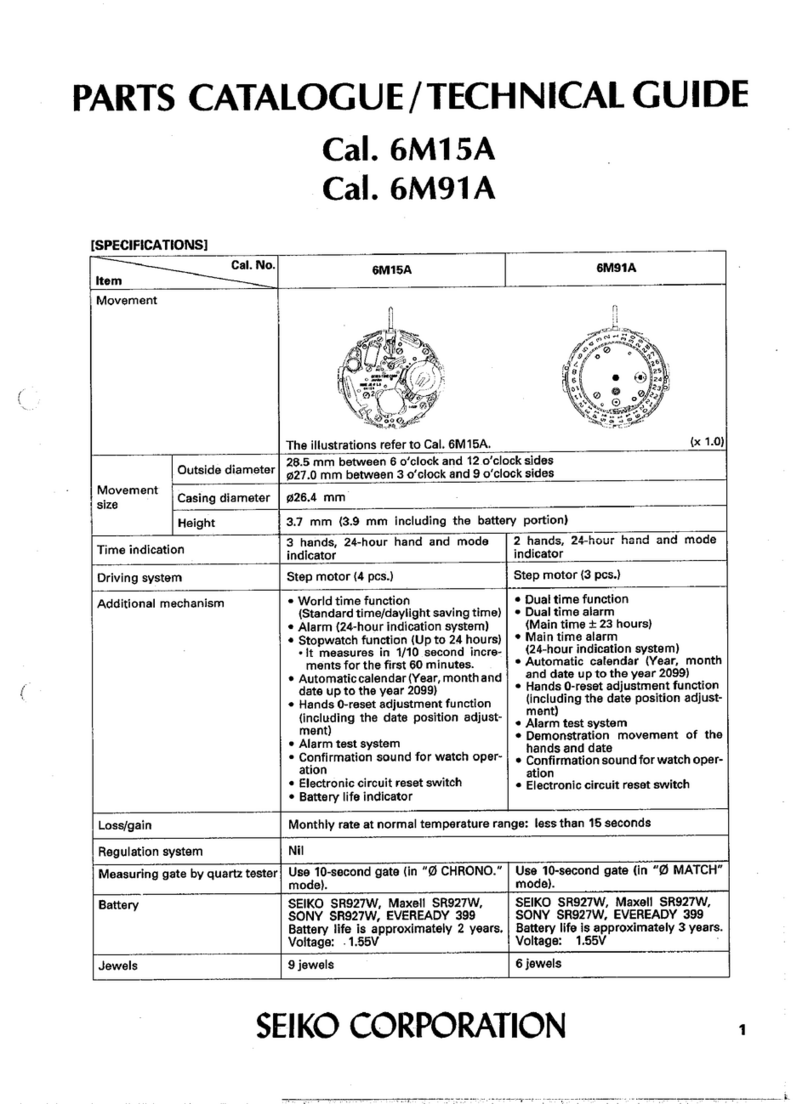 Seiko 6M15A Parts catalogue /technical guide