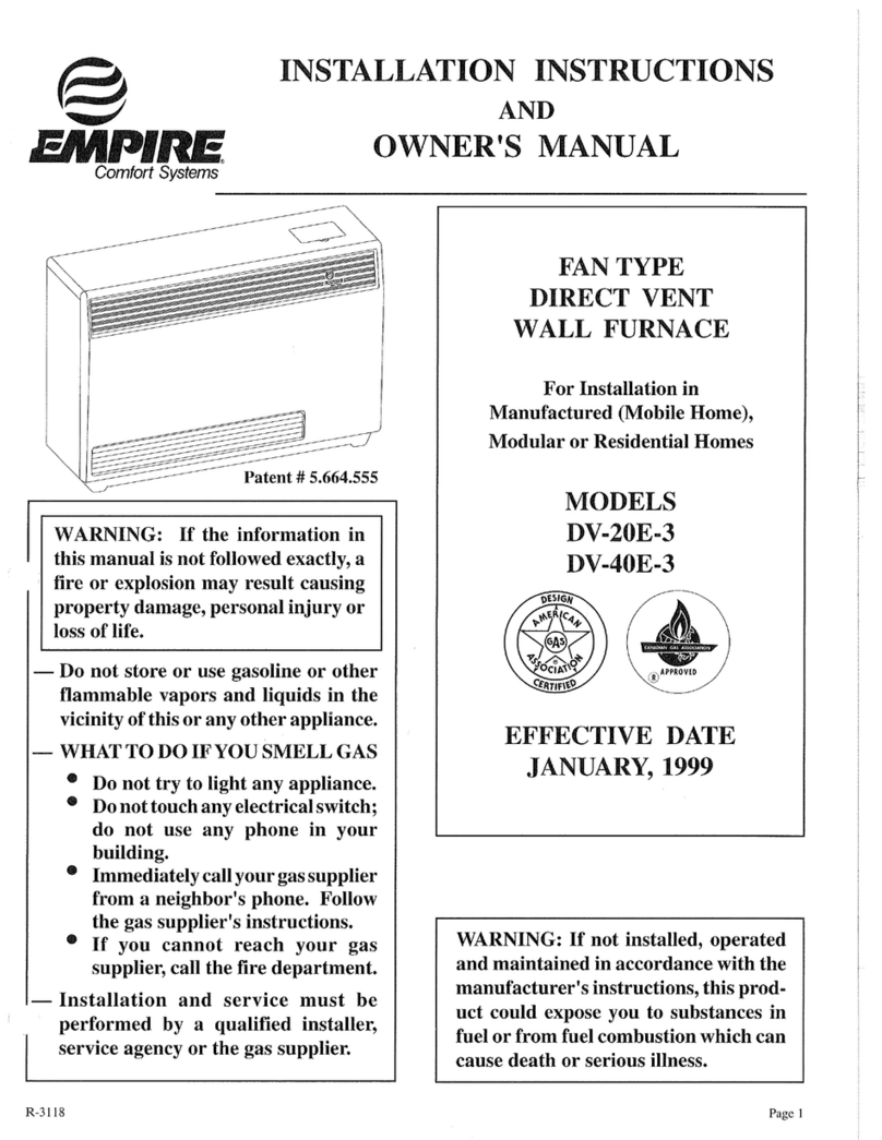 Empire Comfort Systems DV-20E-3 Installation instructions and owner's manual