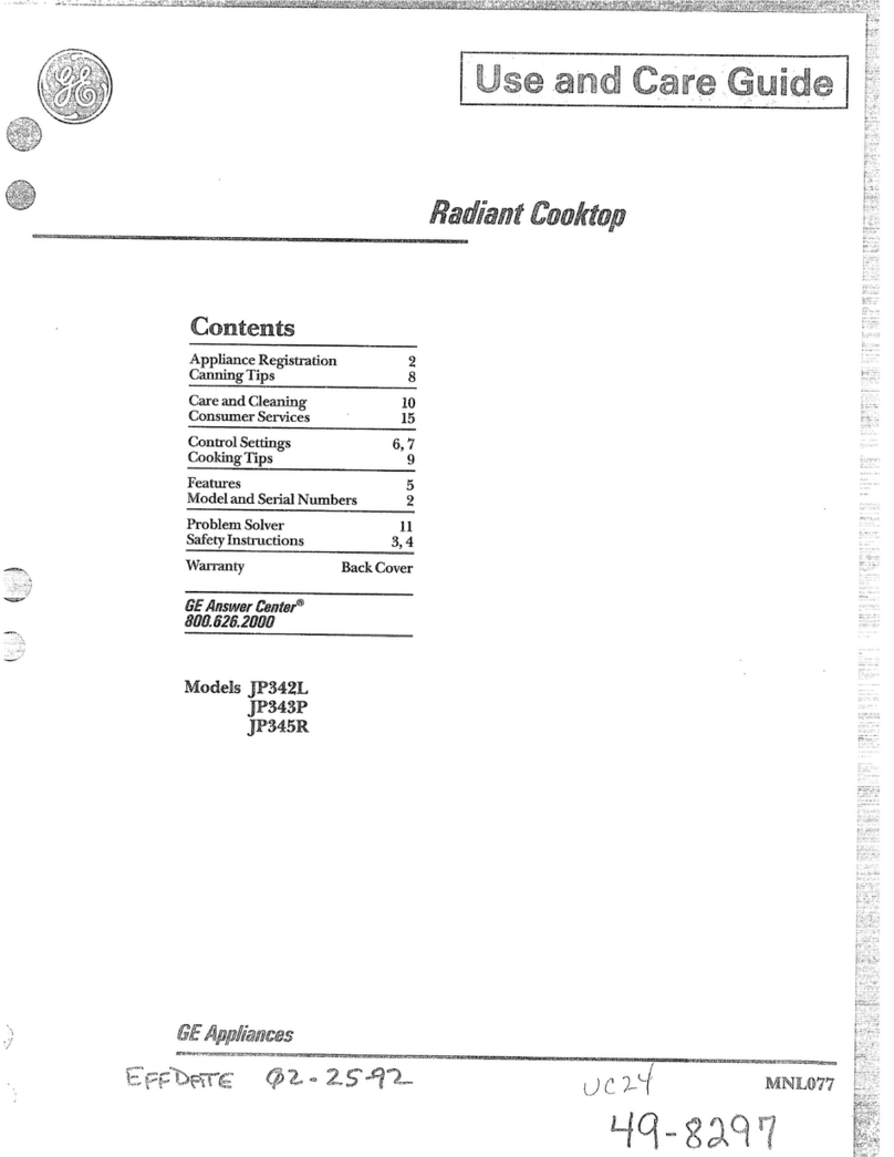 GE JP342L Use and care guide