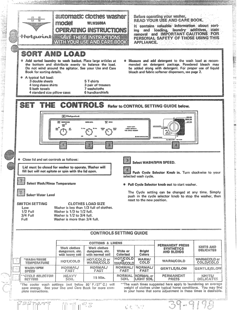 Hotpoint WLW3500A User manual