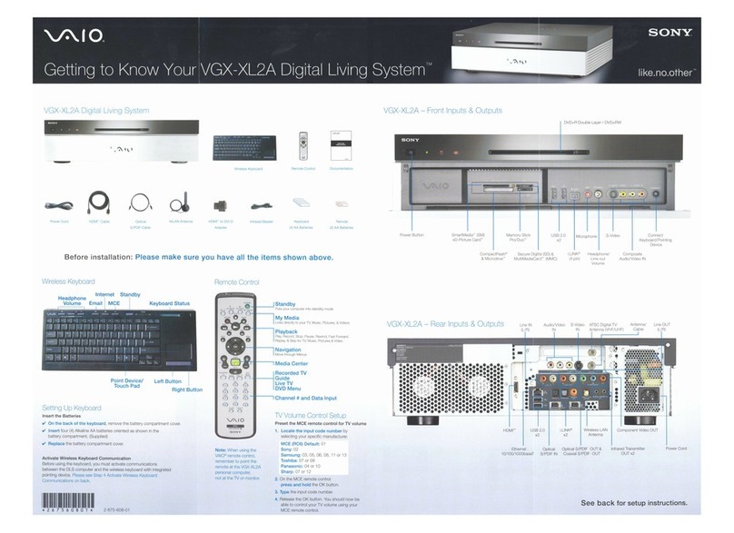Sony VGX-XL2 User Guide (Computer Component) User manual