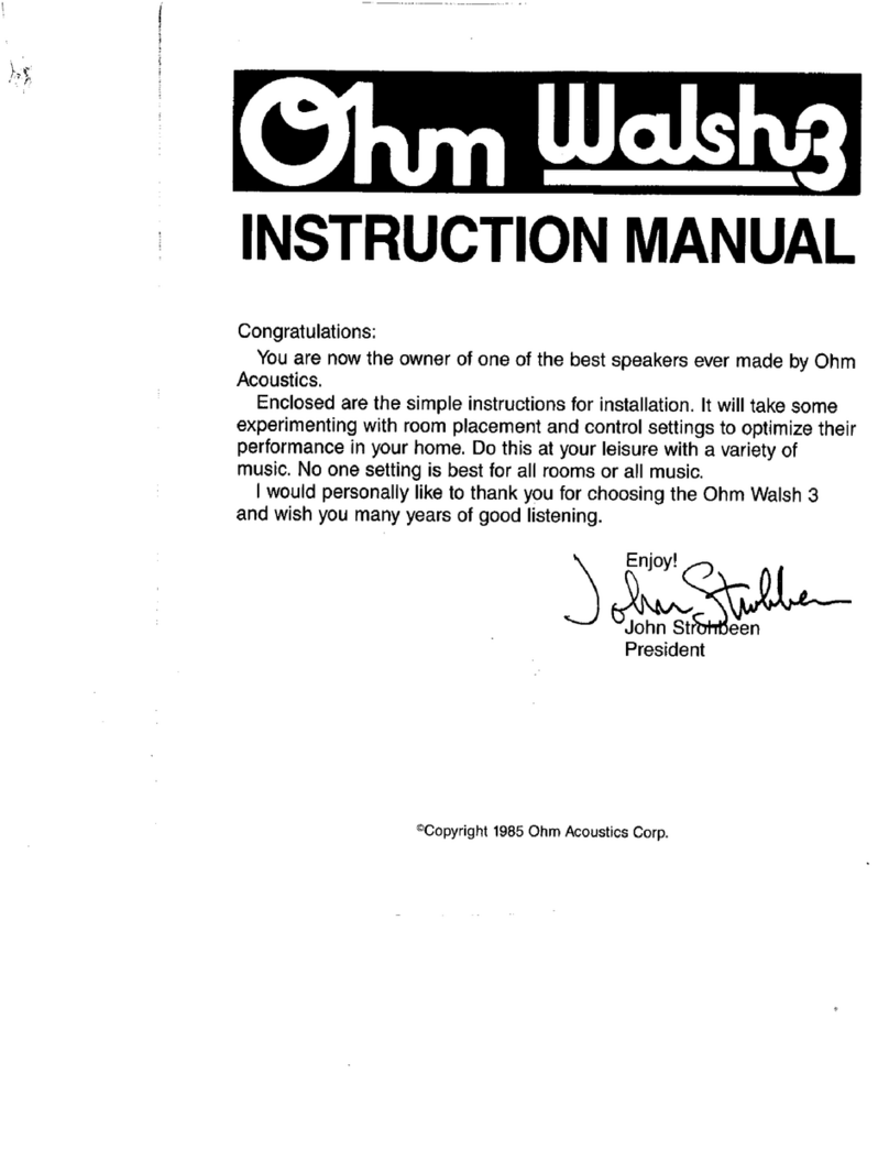 Ohm Acoustics Walsh 3 instruction manual