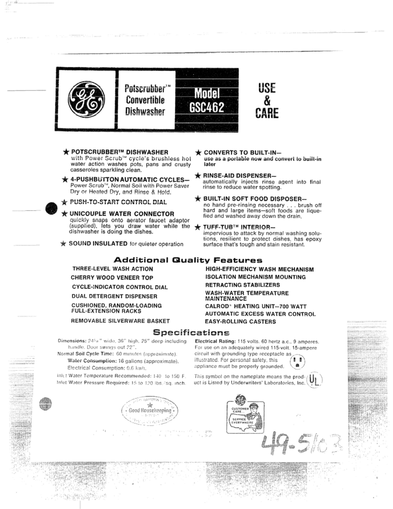 GE Potscrubber GSC462 Owner's manual