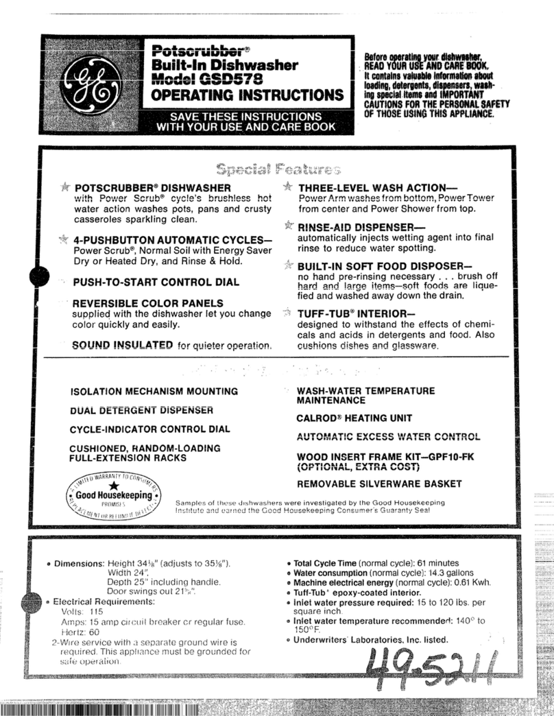 GE Potscrubber GSD578 User manual