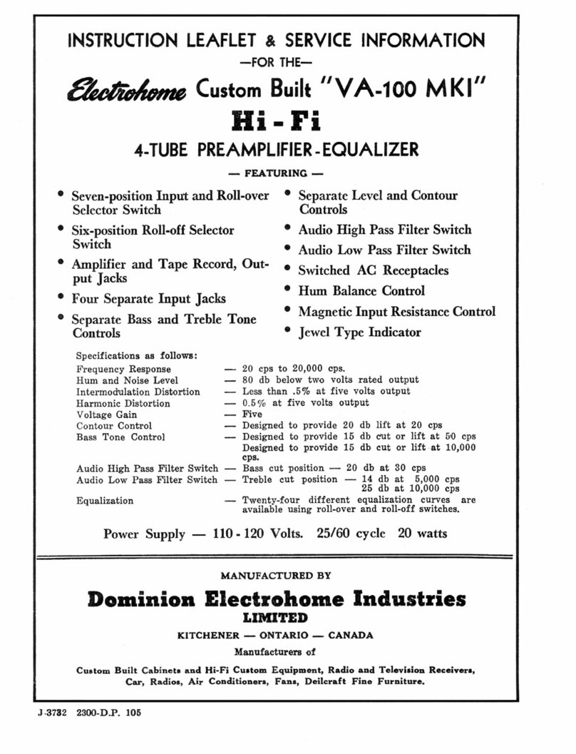 Electrohome VA-100 MKI Operating and installation instructions
