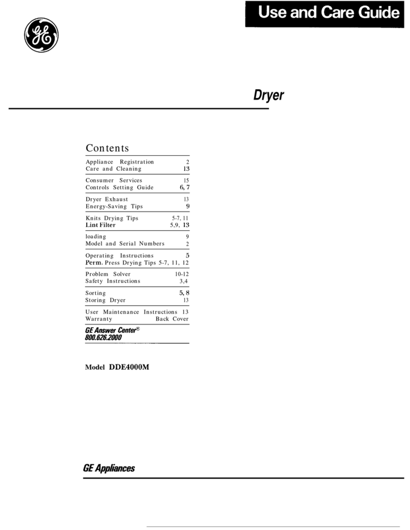 GE DDE4000M Use and care guide