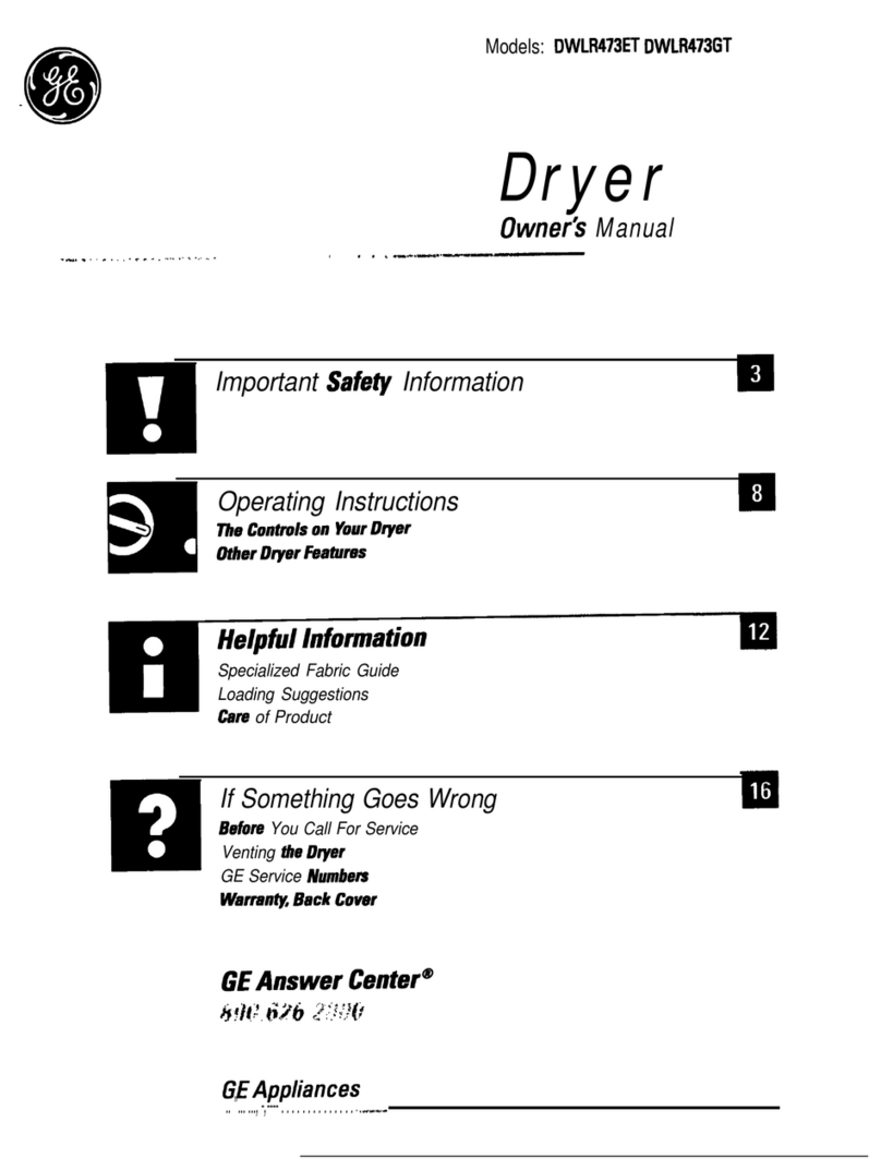 GE DRYER DWLR473ET User manual
