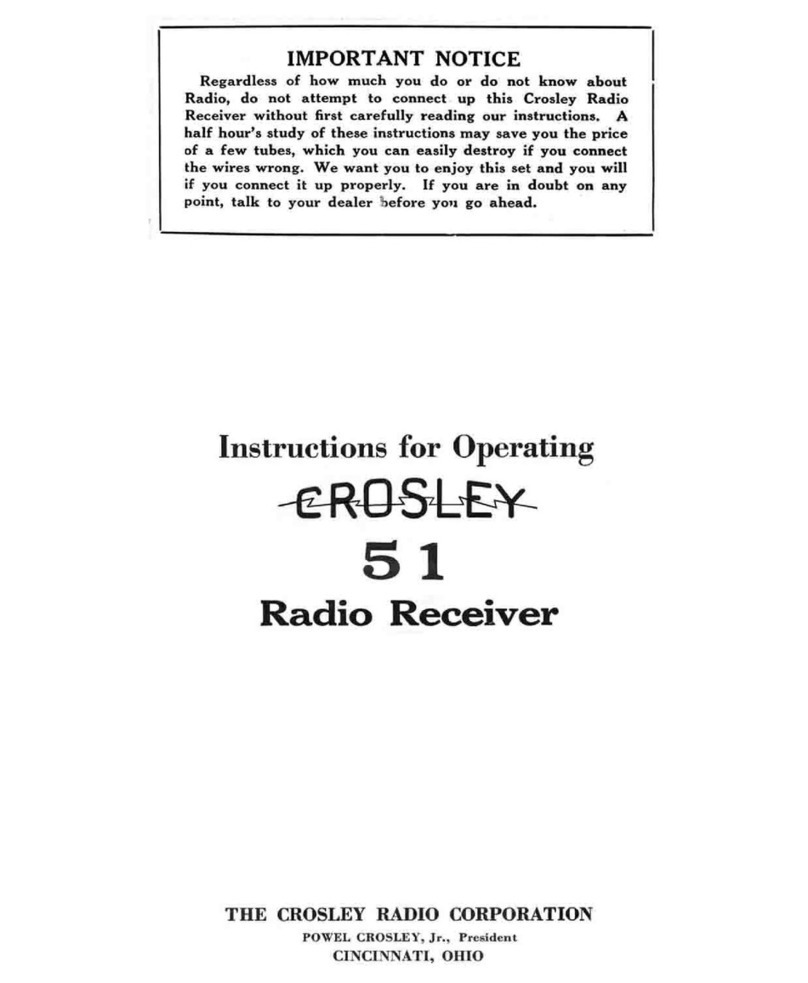 Crosley 51 Instructions for operating