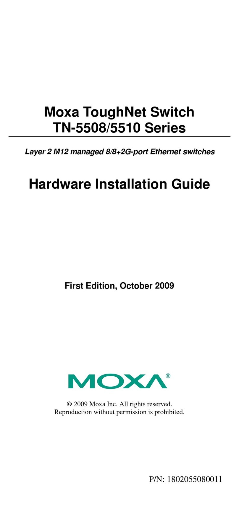 Moxa Technologies ToughNet TN-5508 Series Hardware installation guide