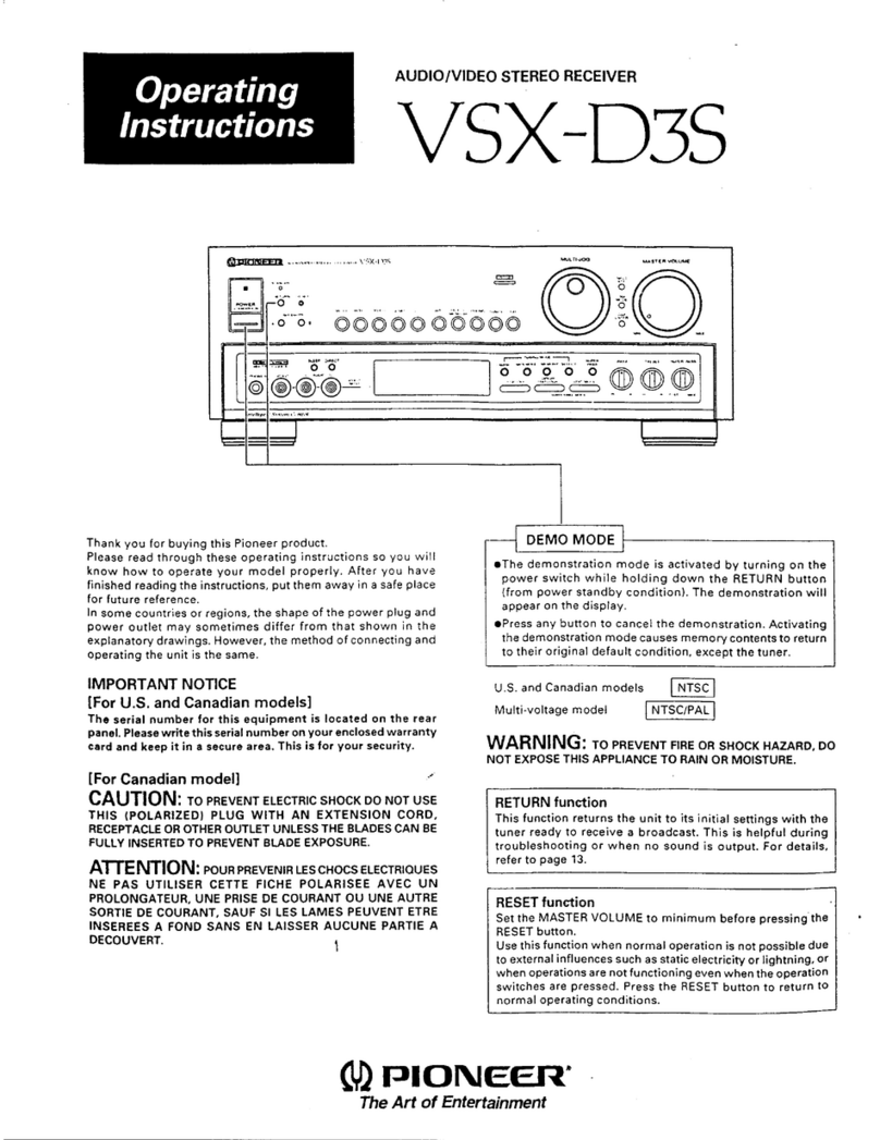 Pioneer VSX-D3S User manual Pioneer VSX-D3S User manual