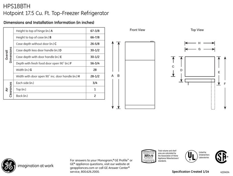 Hotpoint HPS18BTH Dimensions and installation information
