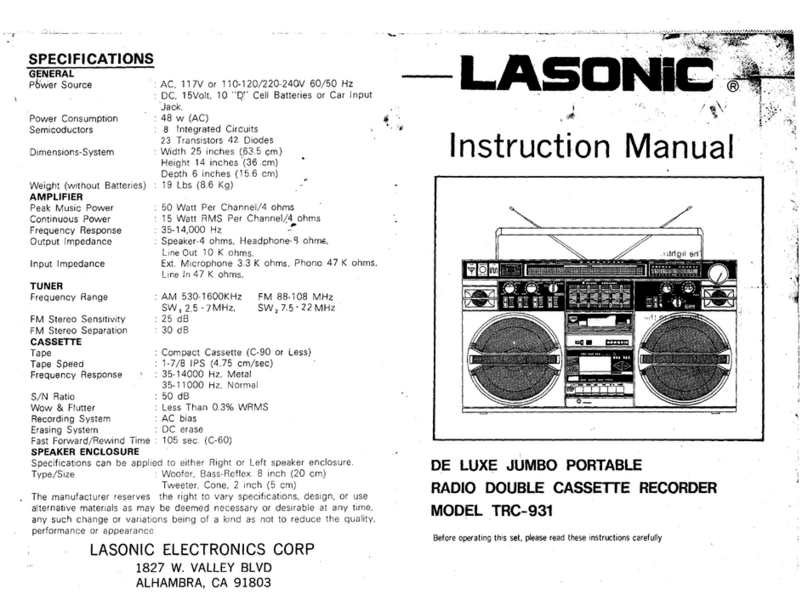 Lasonic TRC-931 instruction manual