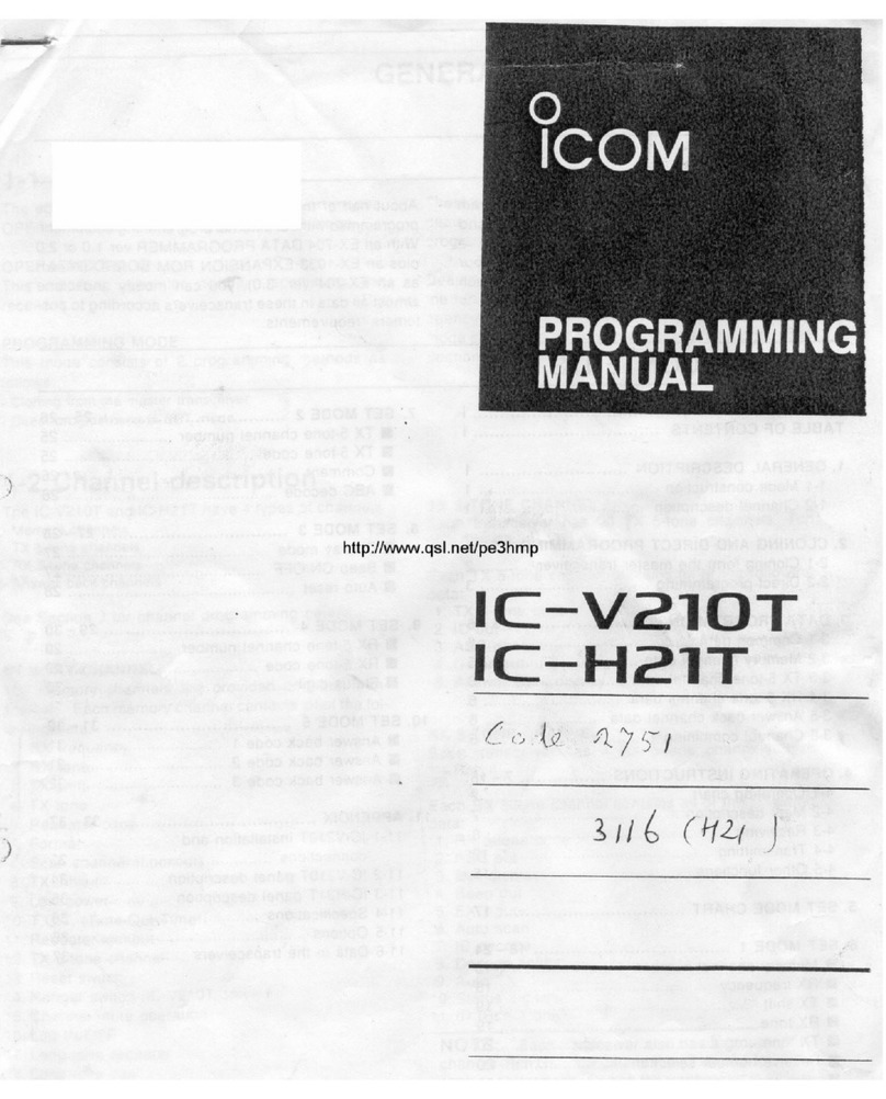 Icom IC-V210T Programming manual