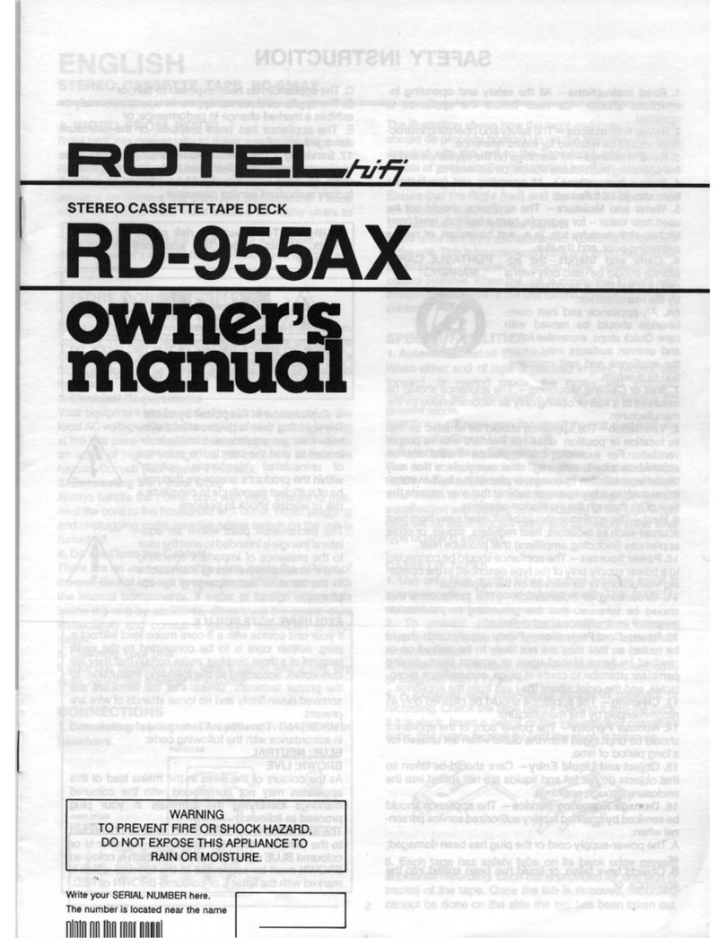 Rotel rd-955ax owner's manual