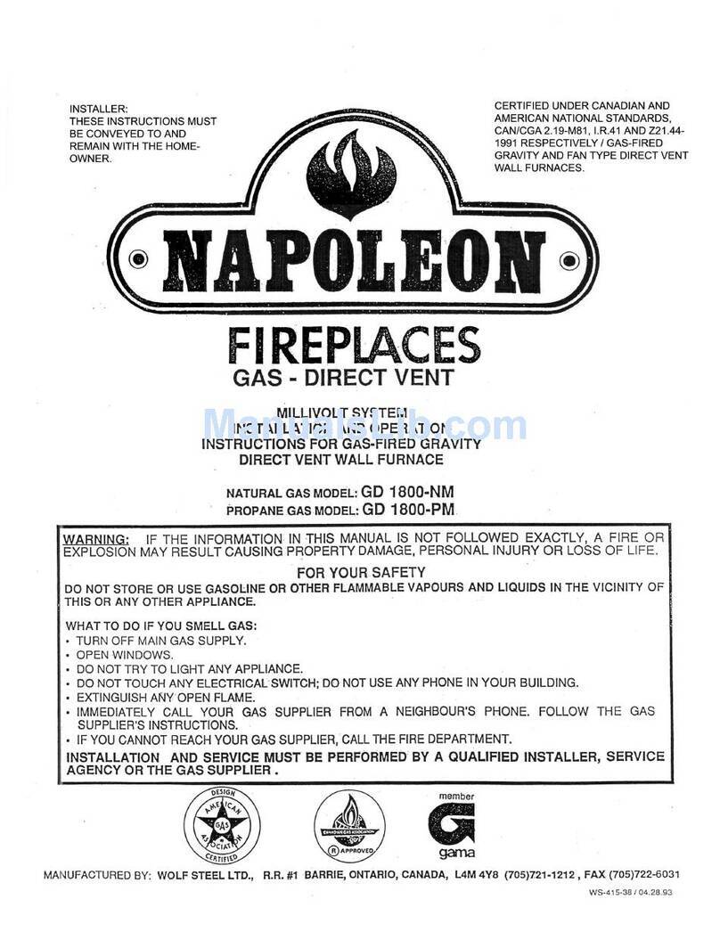 Napoleon GD 1800-NM User manual