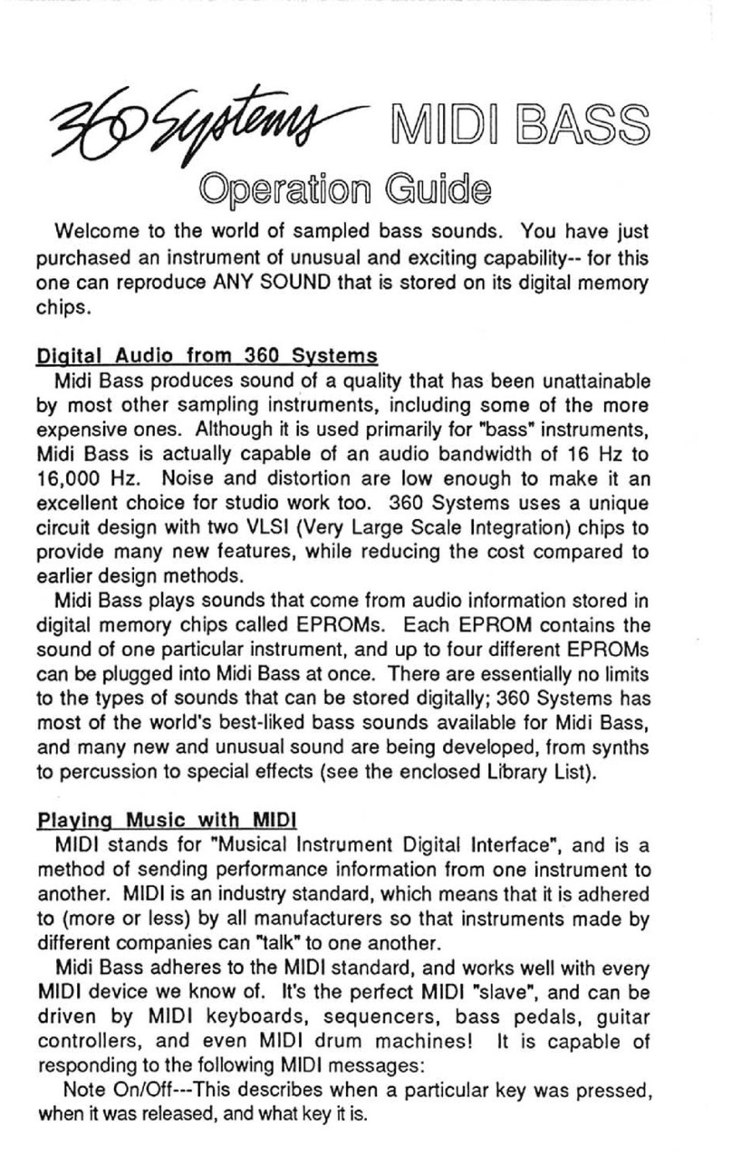 360 Systems MIDI Bass Operation guide