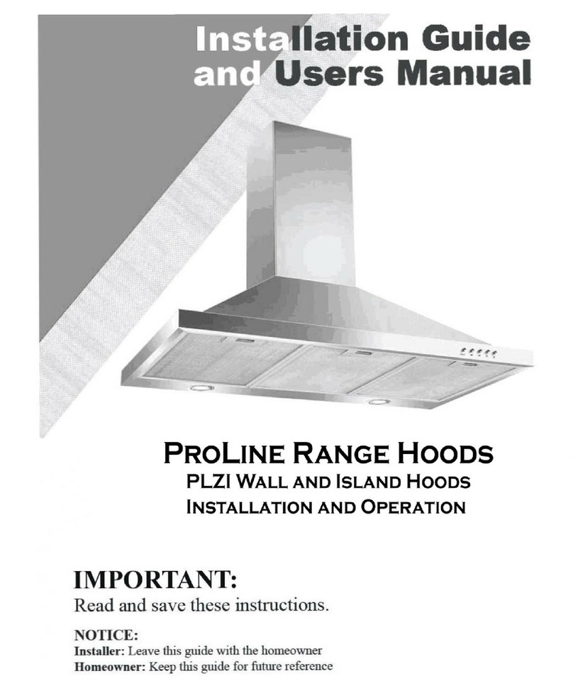 ProLine Range Hoods PLZI Series Installation and operation