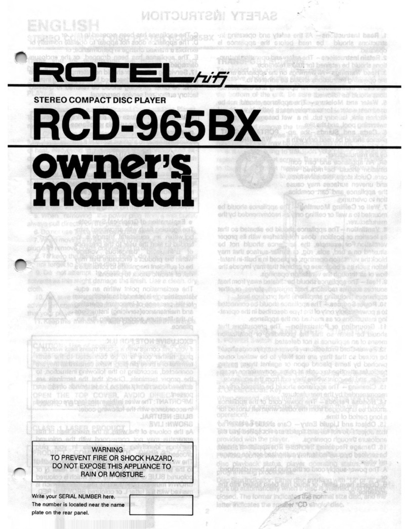 Rotel RCD-965BX owner's manual