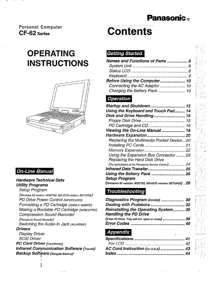 Panasonic CF-62 Series User manual Panasonic CF-62 Series User manual
