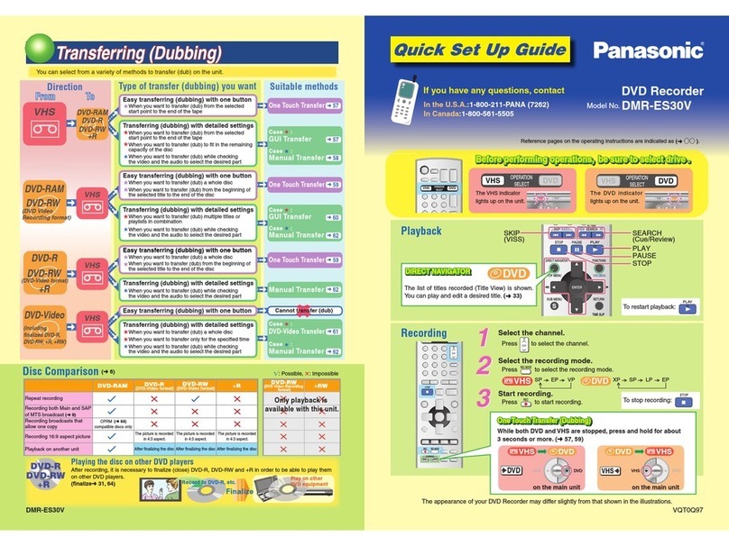 Panasonic Diga DMR-ES30V Quick setup guide