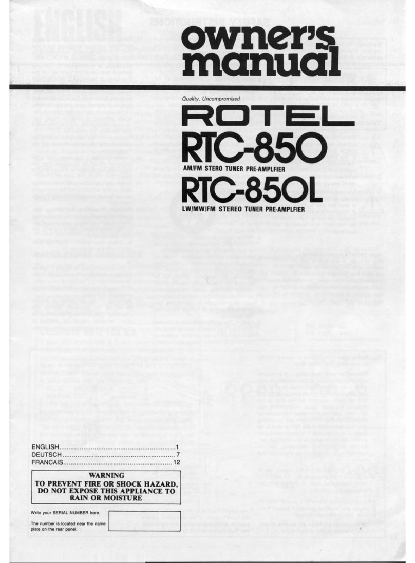 Rotel RTC-850 User manual Rotel RTC-850 User manual