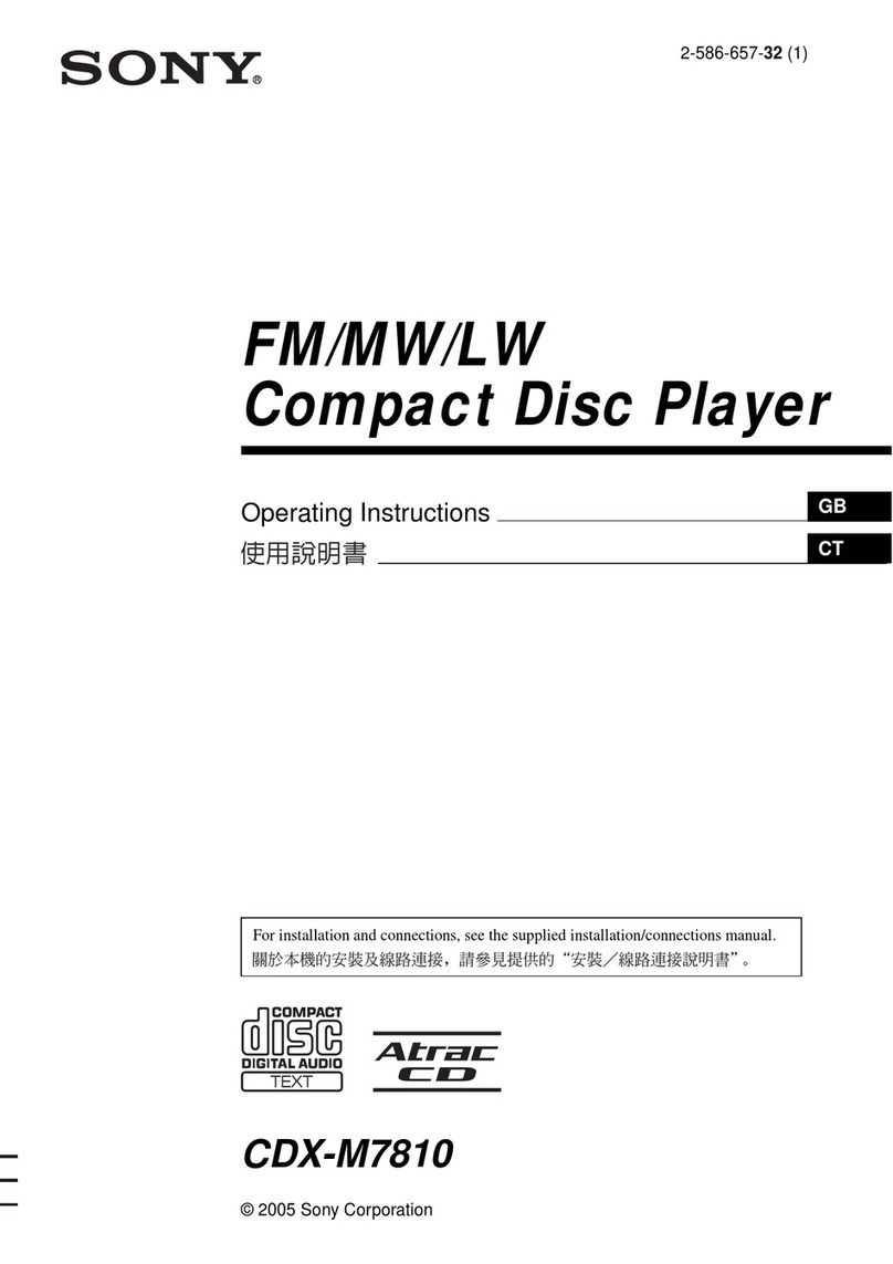 Sony CDX-M7810 - Fm/am Compact Disc Player operating instructions