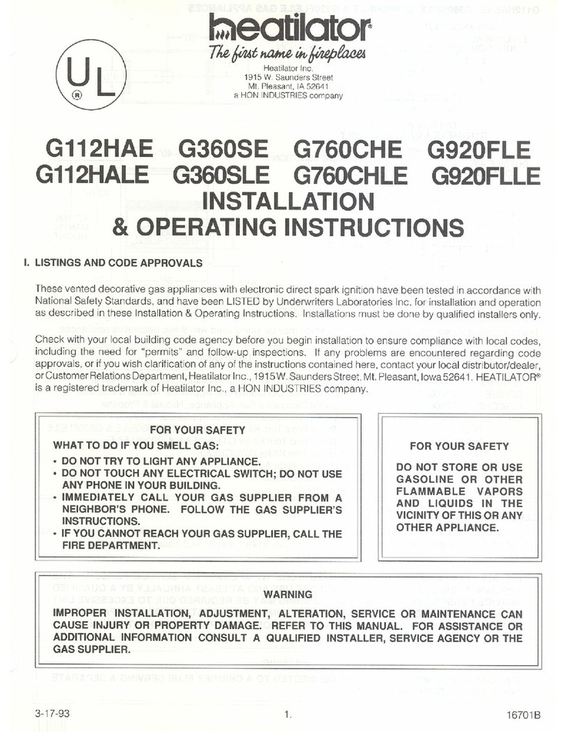 Heatilator G112HAE Installation & operating instructions