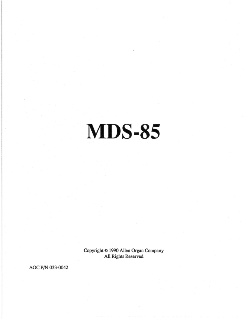 Allen Organ Company LLC MDS-85 owner's manual