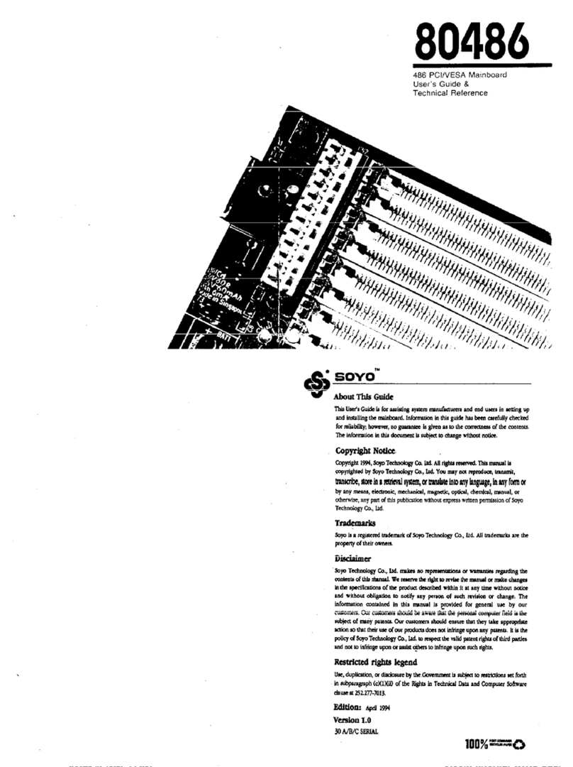 SOYO 486 PCI/VESA Use and care manual SOYO 486 PCI/VESA Use and care manual