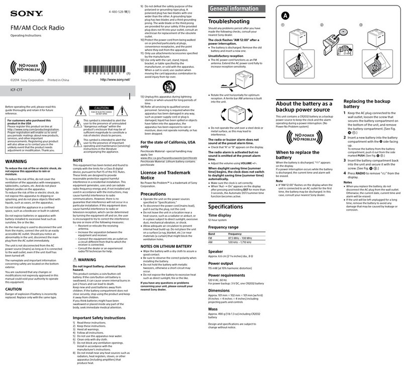 Sony ICF-C1T User manual