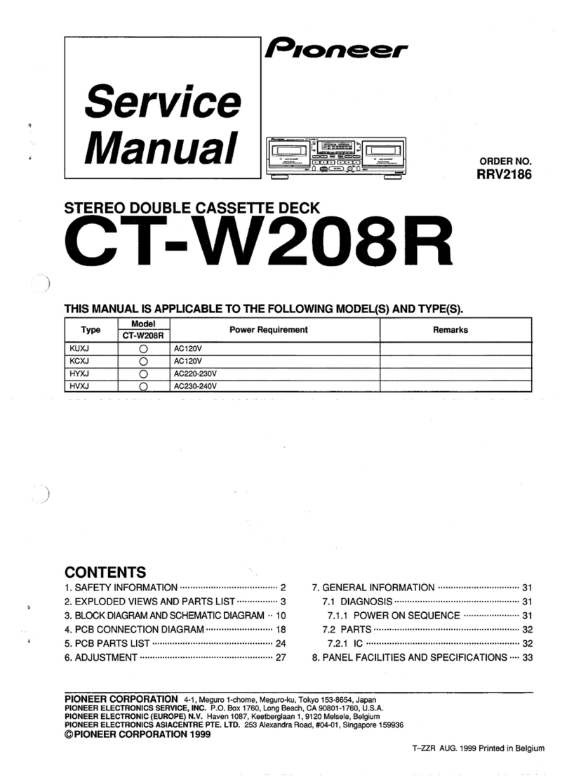 Pioneer CT-W208R - Dual Cassette Deck Service manual