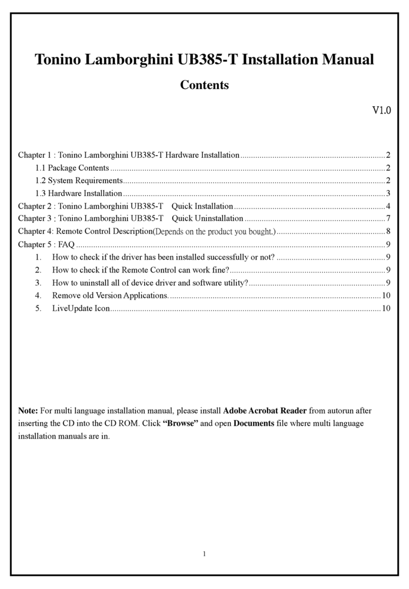 Tonino Lamborghini UB385-T installation manual