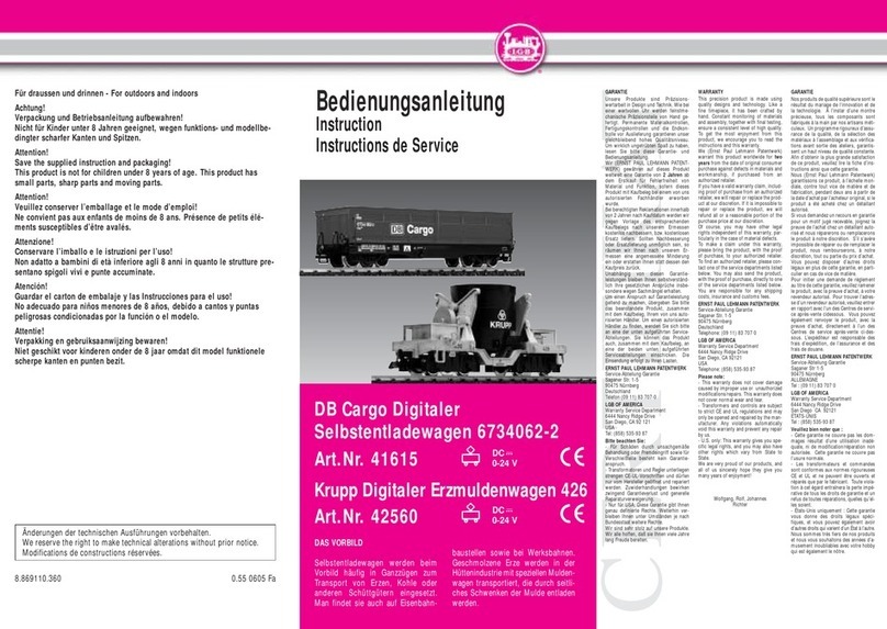 LGB 41615 DB Cargo MTS Self-Unloading Car... Instruction