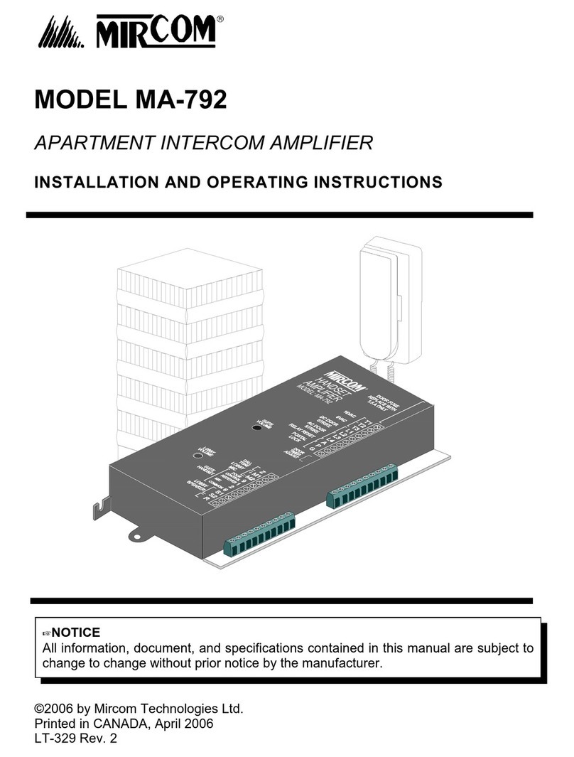 Mircom MA-792 Installation and operating instructions Mircom MA-792 Installation and operating instructions