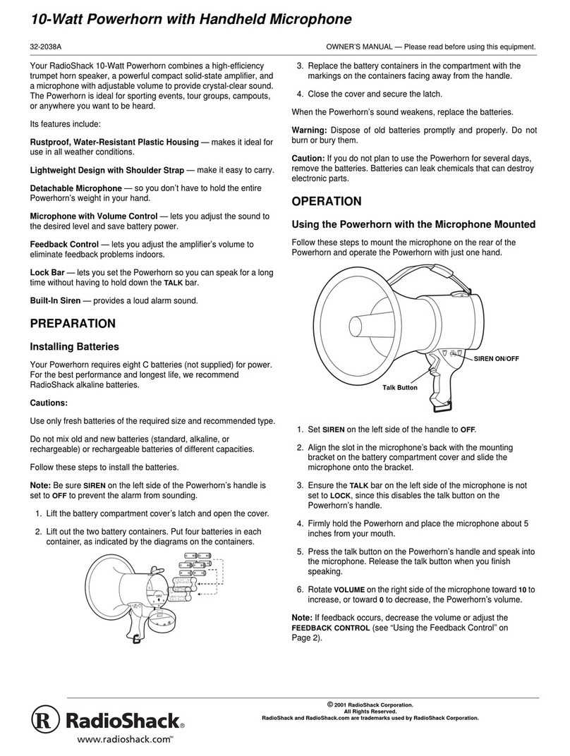 Radio Shack 10-Watt Powerhorn with Handheld Microphone owner's manual