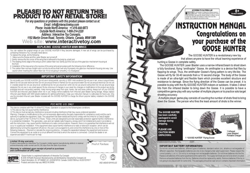 INTERACTIVE TOY CONCEPTS GOOSE HUNTER User manual INTERACTIVE TOY CONCEPTS GOOSE HUNTER User manual