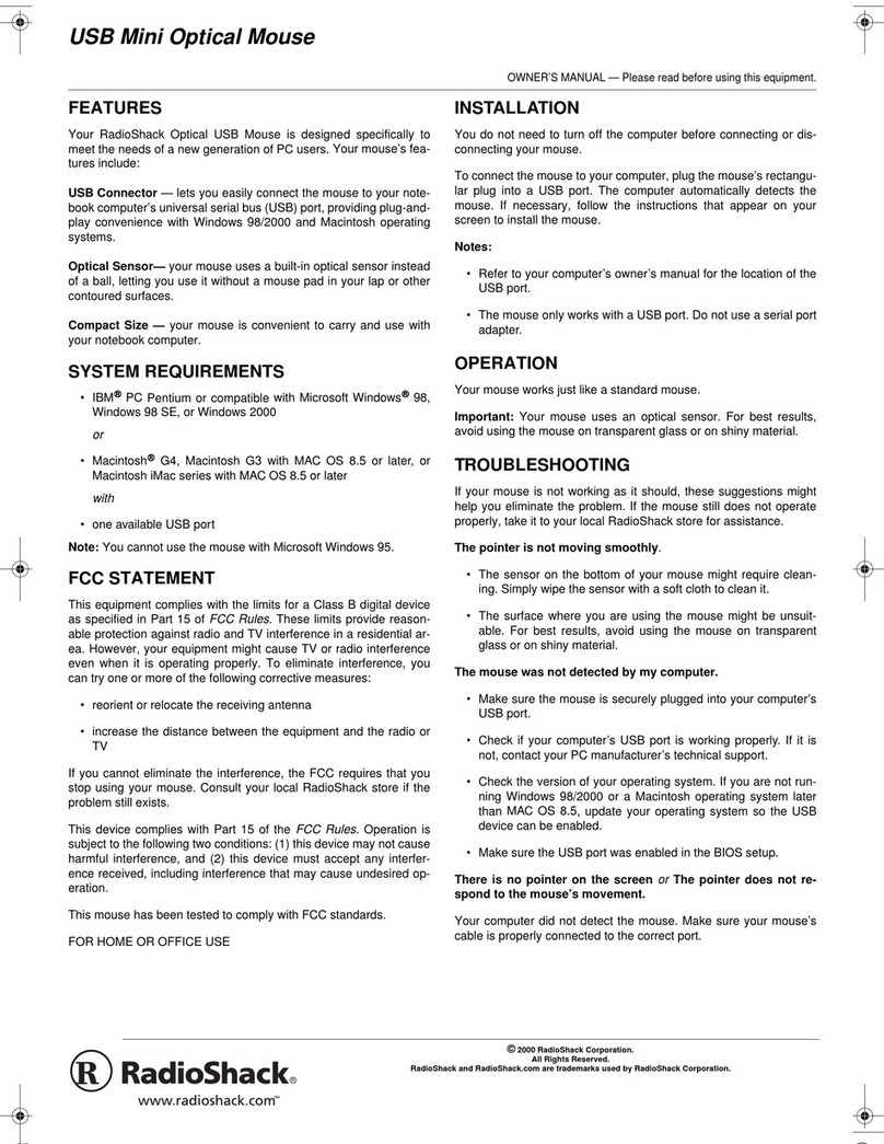 Radio Shack 26-554 owner's manual