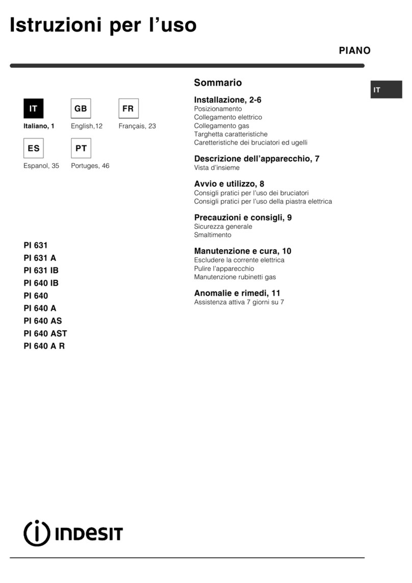 Indesit PI 631 operating instructions