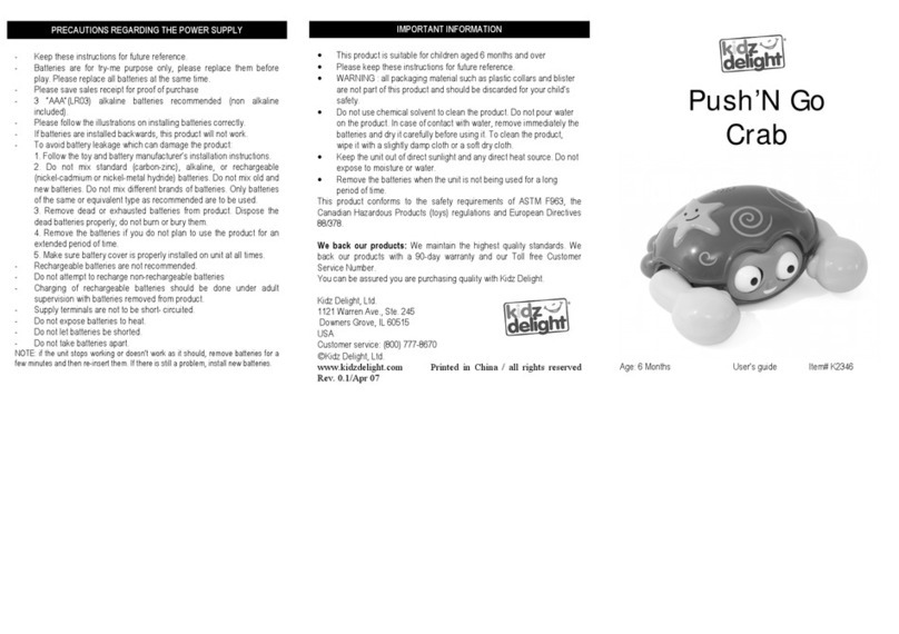Kidz Delight Push’N Go Crab K2346 user guide Kidz Delight Push’N Go Crab K2346 user guide