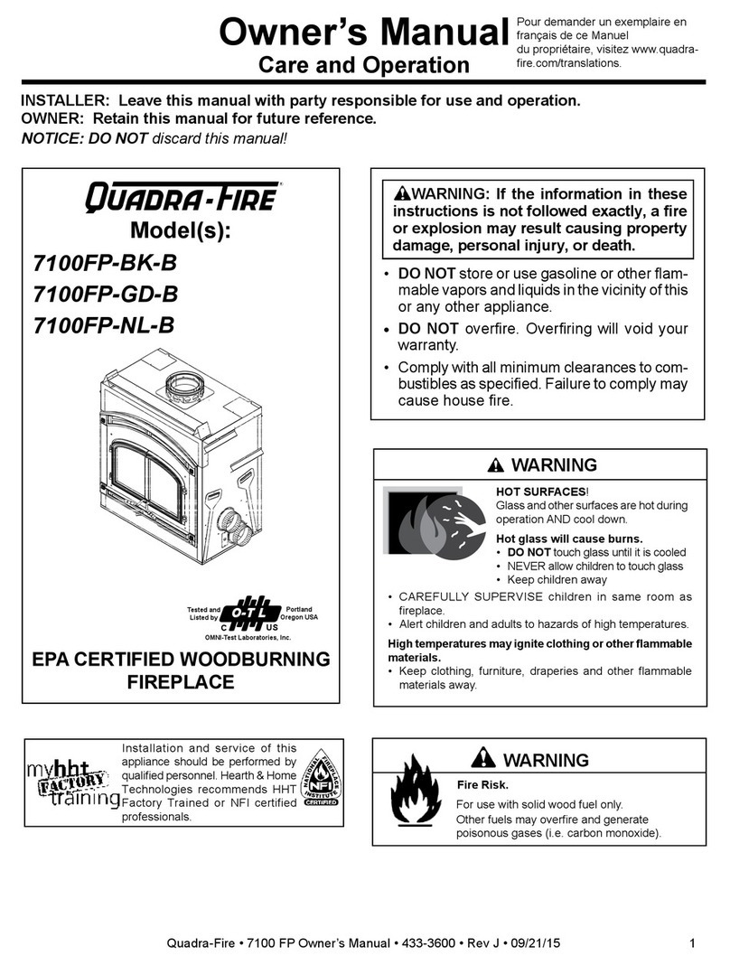 Quadra-Fire 7100FP-GD-B owner's manual