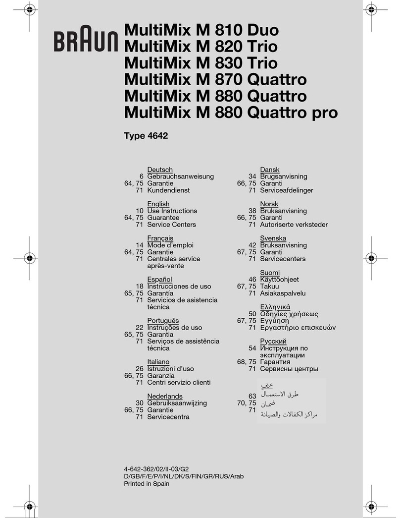 Braun M 810 Duo, M 820 Trio, M 830 Trio, M 870 Quattro, M 880... use instructions