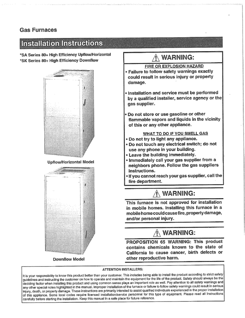 Nordyne SA series User manual