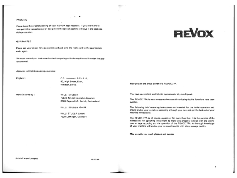 Revox 77A User manual