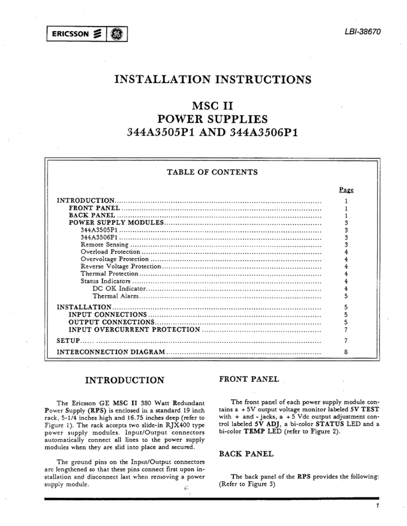 Ericsson GE MSC II 344A3505P1 installation instructions