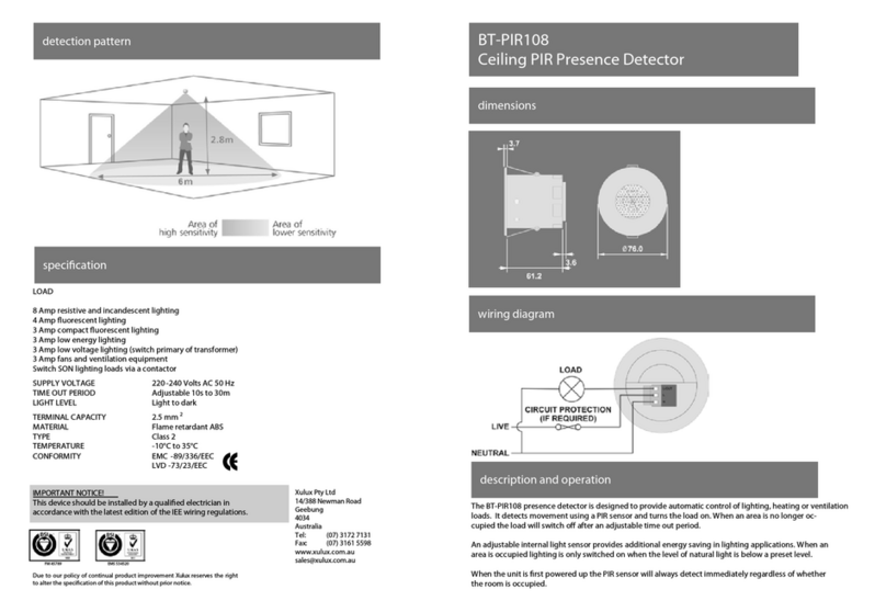 Xulux BT-PIR108 Install manual