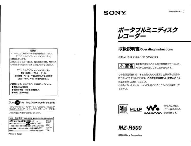 Sony Walkman MZ-R900 operating instructions