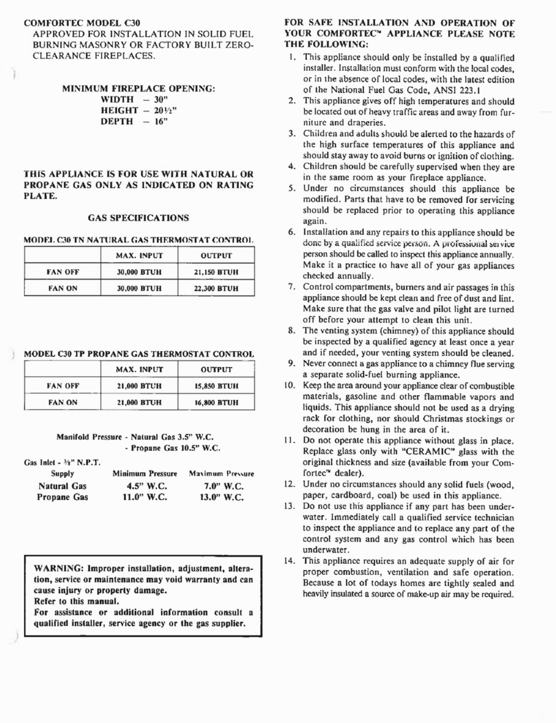 Comfortec C30 User manual