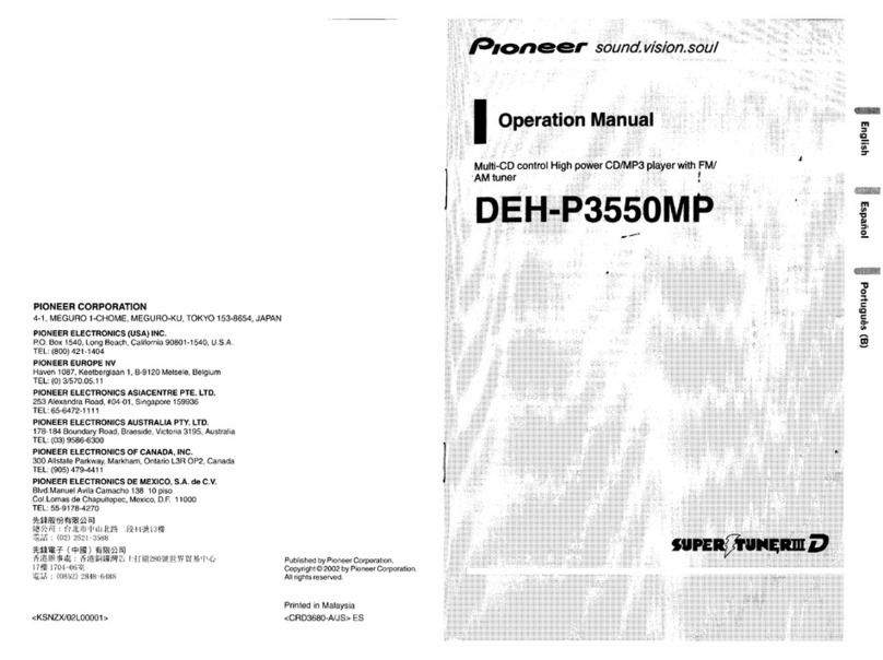 Pioneer DEH-P3550MP XM User manual