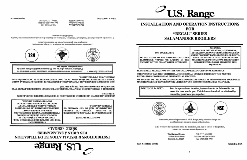 U.S. Range "REGAL" SERIES Installation and operation instructions U.S. Range "REGAL" SERIES Installation and operation instructions