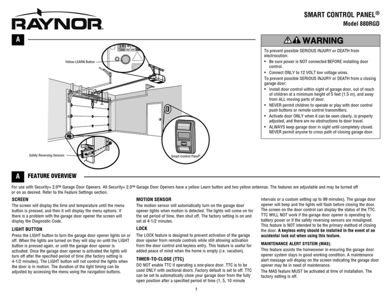 Raynor Smart Control Panel 880RGD User manual